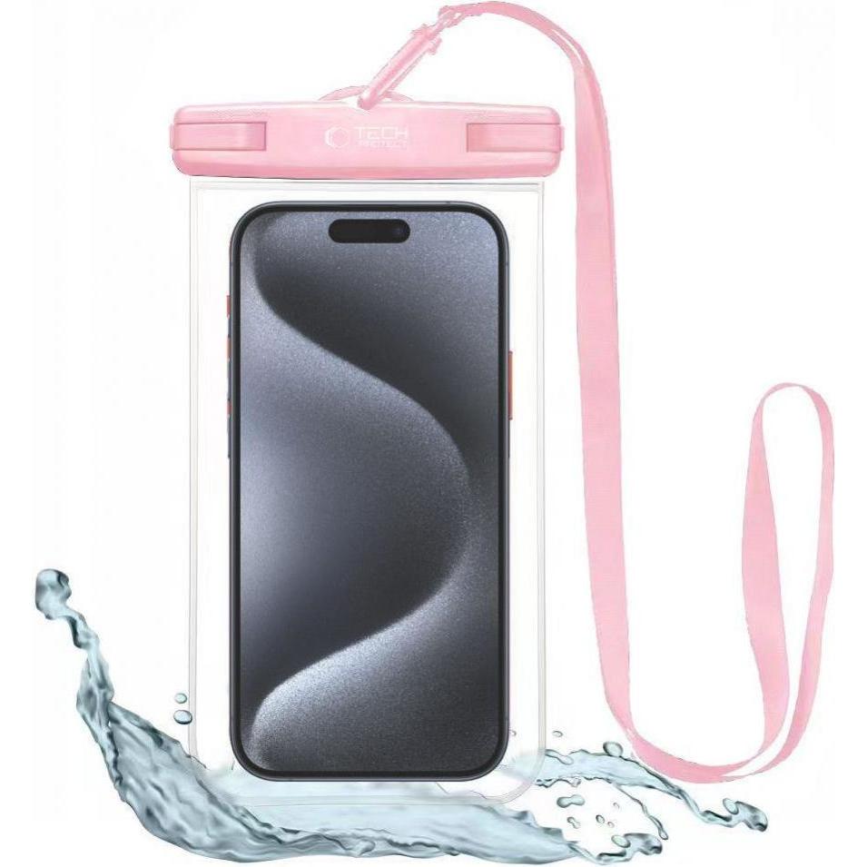 Tech-Protect Protect Universelles wasserdichtes Gehäuse Pink (Universal), Smartphone Hülle, Pink