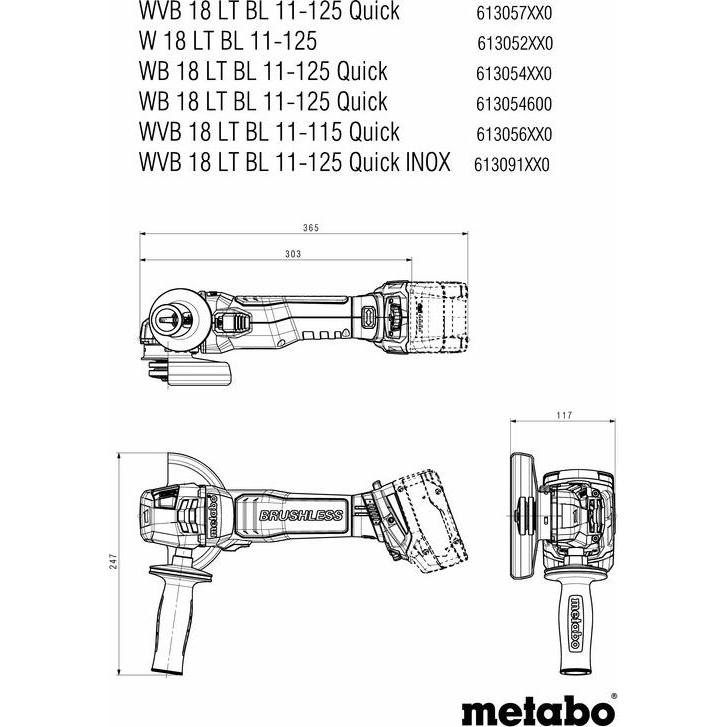 Thumbnail - Metabo, Winkelschleifer, WB 18 LT BL 11-125 Quick (125 mm)