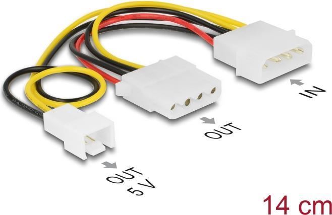Produktbild Delock 4 Pin Stecker > Pin Buchse + Pin Stecker Lüfter (14.50 cm)