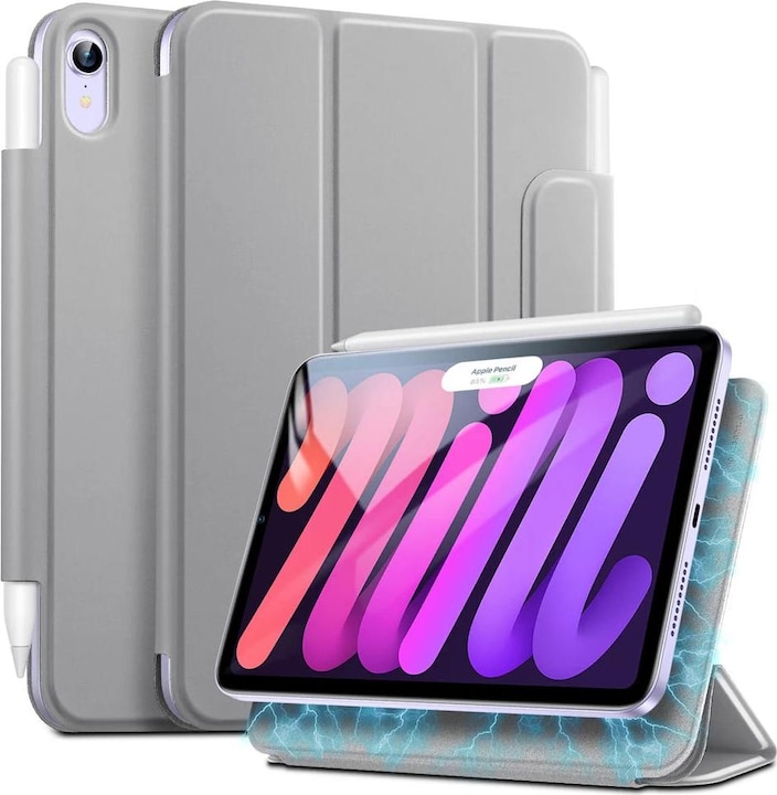 Actual product image ESR Tablet Case Rebound Magnetic Case for Apple iPad mini 2021 (6th Generation) Silver Gray (IPad mini (2021))