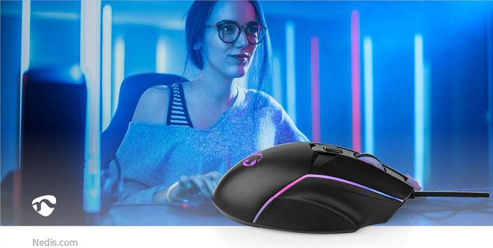 Actual product image Nedis Gaming Mouse | Wired | 800 / 1200 / 2400 / 3200 / 4800 / 7200 dpi | Adjustable DPI | Anz (Cable)