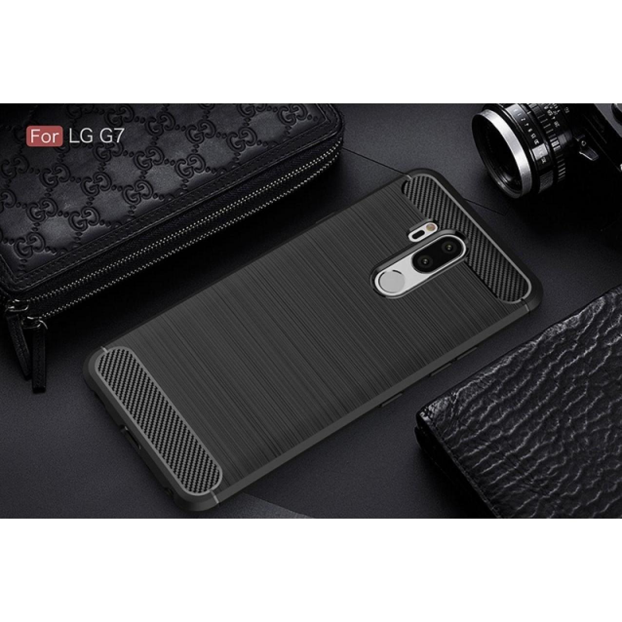 Thumbnail - Screenguard LG G7 ThinQ Hülle Carbon Brushed Soft TPU (LG G7 ThinQ), Smartphone Hülle, Schwarz