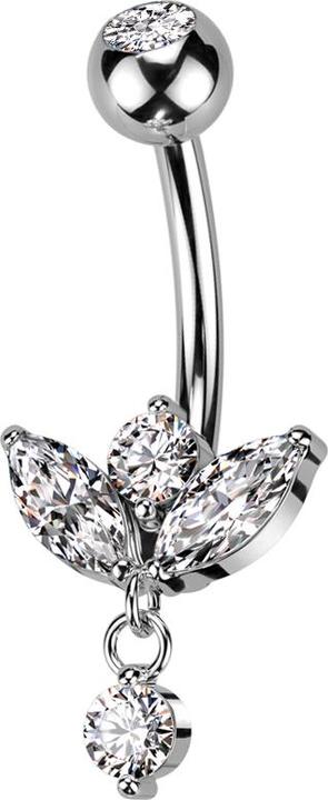 Immagine prodotto Hollywood Body Jewelry Banane silber mit Kugel Kristall silber Spross Anhänger Kristall (Ottone, Acciaio chirurgico 316L)