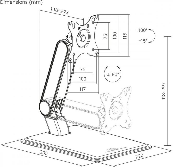 Produktbild Maclean Touch Monitor Mount Freestanding with Stand VESA 75x75/100x100 17 -32 max 8kg MC-989 (Boden, 32", 8 kg)