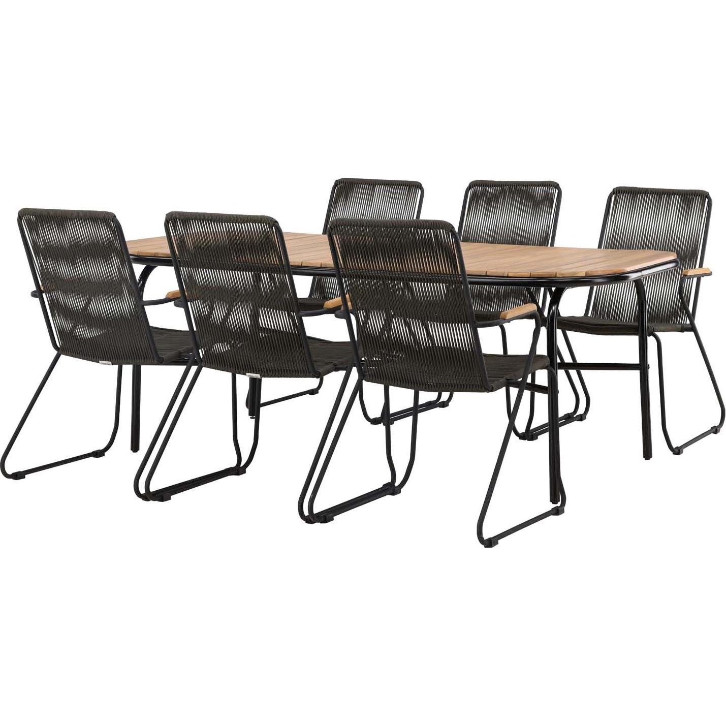 Ebuy24, Gartentisch + Balkontisch, Gartenset Holmbeck 7-teilig (200 cm)