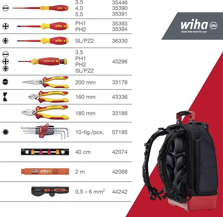 Immagine prodotto Wiha Zaino porta attrezzi elettrico (27 pezzi)
