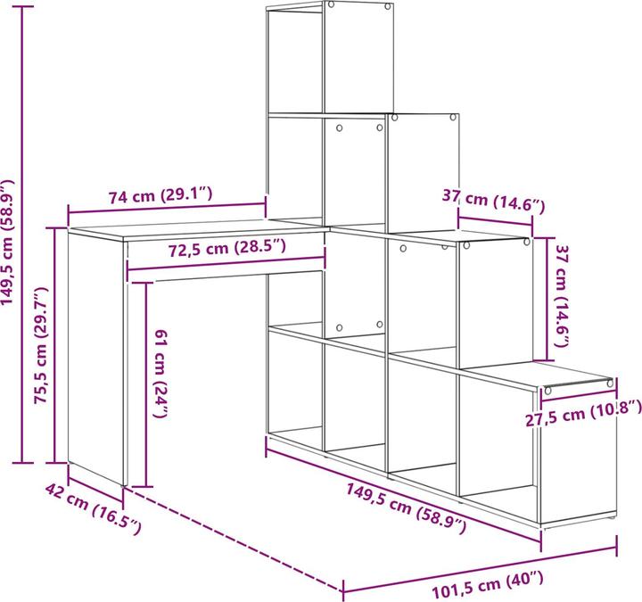 Produktbild vidaXL Eck-Schreibtisch (149.50 x 101.50 x 149.50 cm)