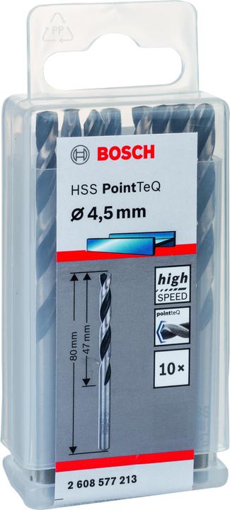 Produktbild Bosch Professional Zubehör Metallspiralbohrer HSS PointTeQ, DIN 338, 4,5 mm, 10er-Pack (4.5 mm)