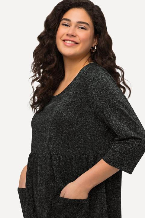Produktbild Ulla Popken Longshirt, Metallic-Effekt, A-Linie, Rundhals, 3/4-Arm (46, 48)