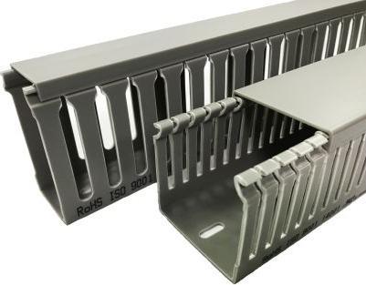 Actual product image RS PRO Grey Slotted Panel Trunking - Open Slot, W7 (100 cm)