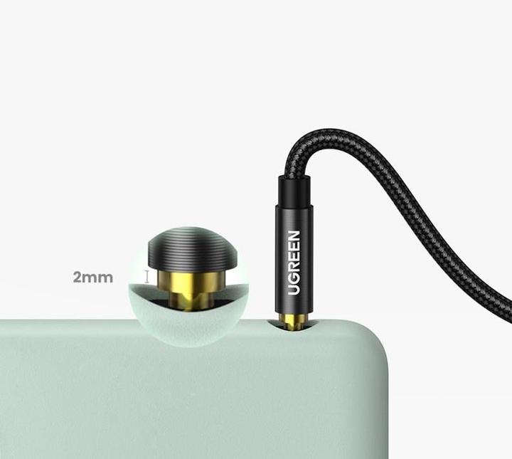 Actual product image Ugreen angled AUX cable 2 x mini jack 3.5mm 1.5m blue (AV112) (1.50 m, AUX cable)