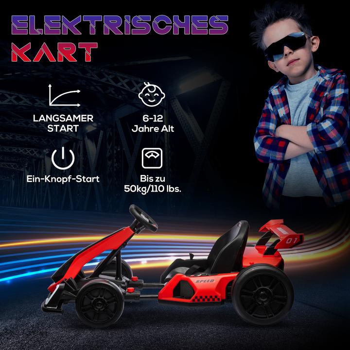 Immagine prodotto Homcom Kinder Elektro Gokart Kunststoff, Metall Rot+Schwarz