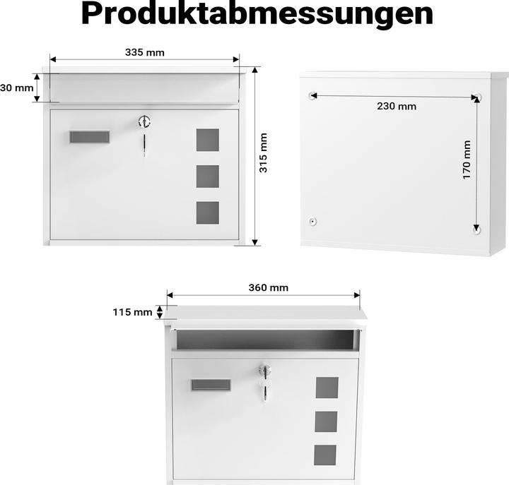 Actual product image Wiltec Design Mailbox V12 Letterbox Postbox Pillar Letter Mail Post Box
