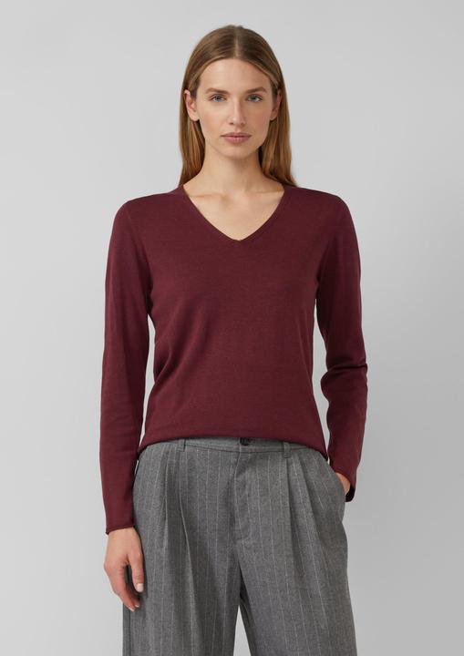 Actual product image s.Oliver Strickpullover Feinstrickpullover mit V-Ausschnitt und Rollkante am Saum (34)