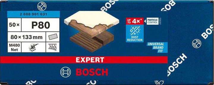 Produktbild Bosch Professional Zubehör EXPERT M480 Schleifnetz, 80 x 133 mm, G 80, 50 Stück (80 Gew)