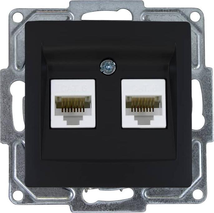 Actual product image Gunsan Visage data socket 2-way CAT6 Internet network flush-mounted black