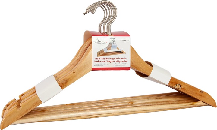Immagine prodotto Natura Punto Set di 24 appendiabiti con tacca per la gonna e barra per i pantaloni (24 x)