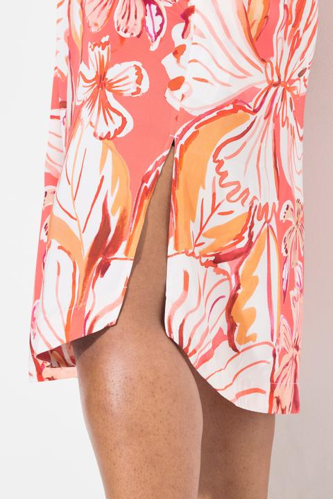 Produktbild Ulla Popken Kleid, Blätter, A-Linie, Stehkragen, 3/4-Arm (54)