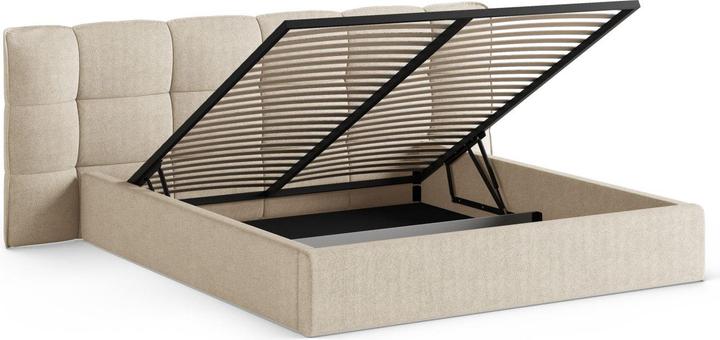 Actual product image Micadoni Boucle Storage Bed with Headboard, "Eric", Light Beige, 225x230x104 Made in Europe (140 x 200 cm)