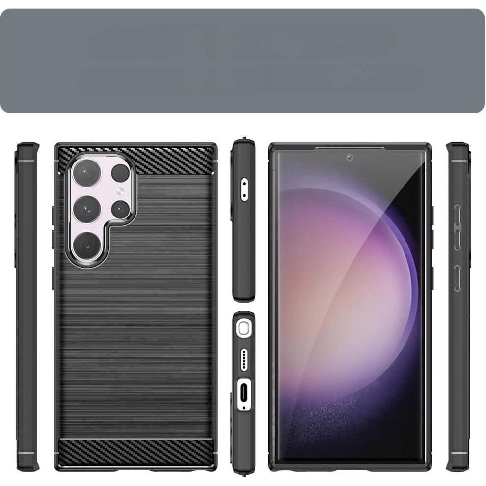 Thumbnail - Cover-Discount Metall Carbon Look Hülle schwarz (Samsung Galaxy S24 Ultra), Smartphone Hülle, Schwarz