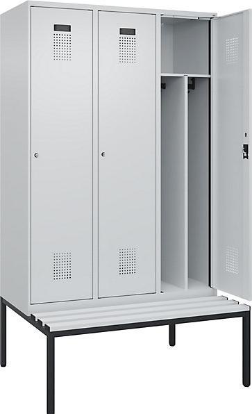 Produktbild kaiserkraft Spind Evolo PLUS mit Trennwand mittig und Sitzbank (120 cm, 212 cm)