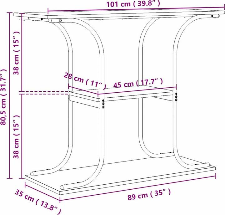 Image du produit vidaXL Konsolentisch (101 x 35 x 80.50 cm)