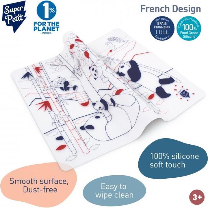 Actual product image Super Petit Silicone placemat against boredom "Panda Wildlife (1 pcs., 40 x 30 cm)