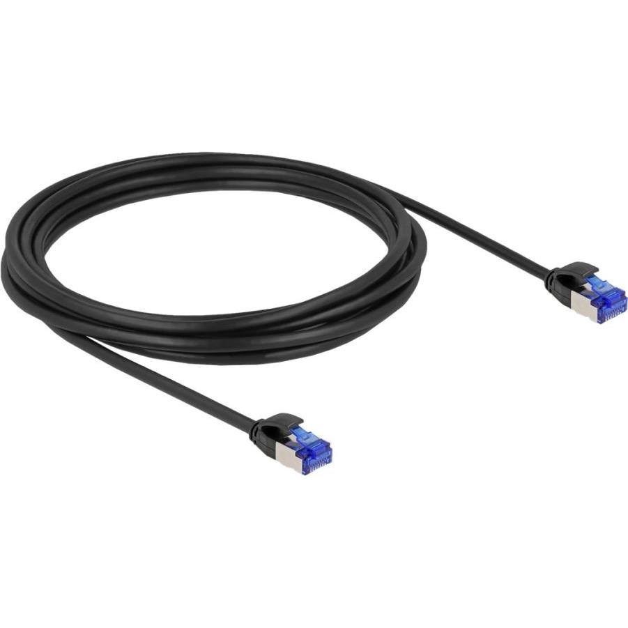 Delock RJ45 Netzwerkkabel Cat.6A S/FTP Slim 2 m schwarz (S/FTP, CAT6a, 2 m), Netzwerkkabel