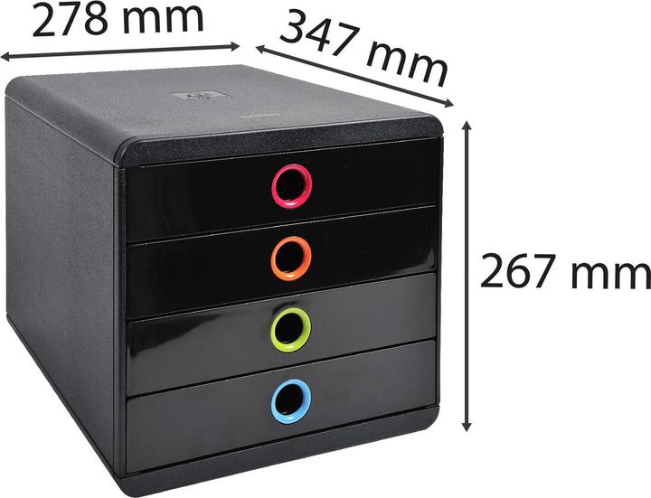 Image du produit Exacompta Boîte à tiroirs Pop Box 4 tiroirs, noir / arlequin (A4+)