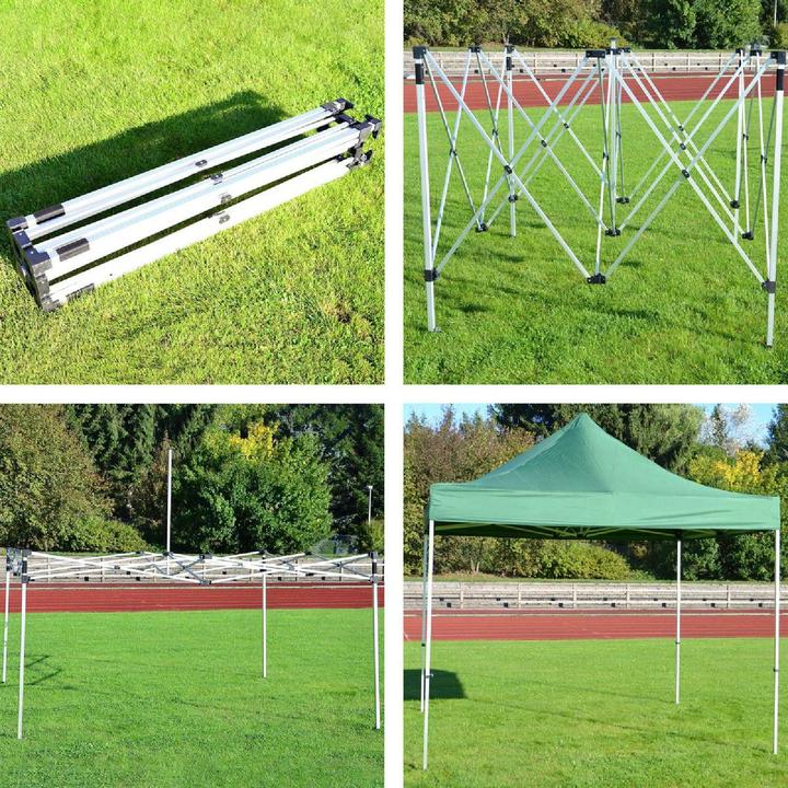 Produktbild VCM PROFI Falt Pavillon Partyzelt mit 2 Seitenteilen 3x3m grün wasserdichtes Dach (300 cm, 300 cm)