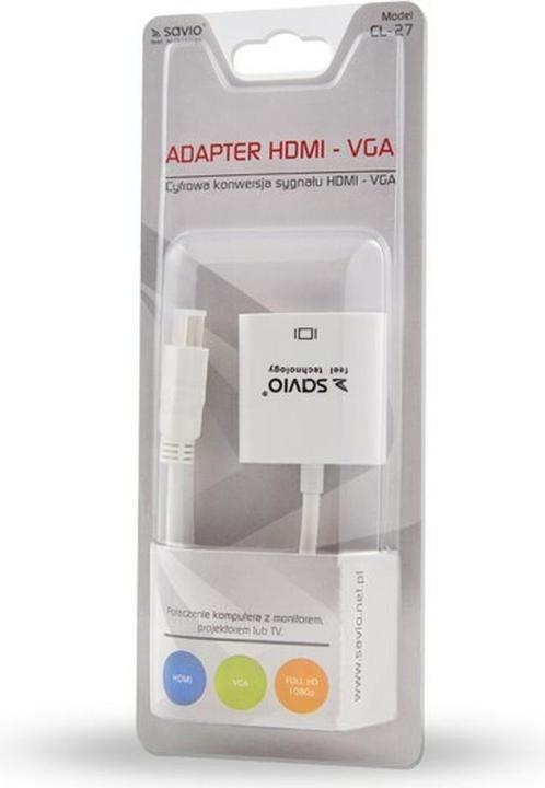 Actual product image Savio CL-27 Video Cable Adapter VGA (D-Sub) HDMI Type A (Standard) (VGA, HDMI, 20 cm)