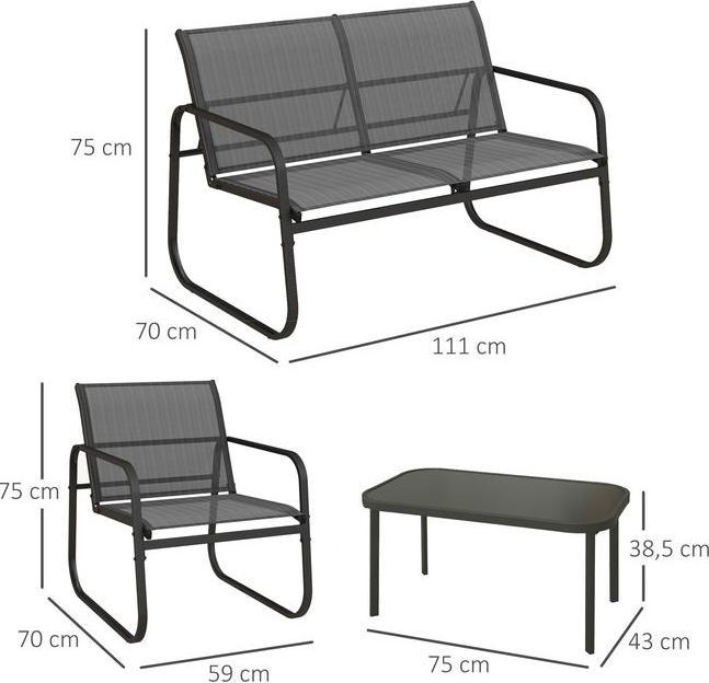 Produktbild Swisshandel24 Gartenmöbel-Set 4-tlg., Gartengarnitur mit 1 Zweisitzer, 2 Stühlen, 1 Couchtisch, Sitzgarnitur, Balk