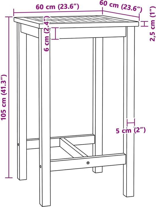 Image du produit vidaXL Bartisch (60 x 60 x 105 cm)