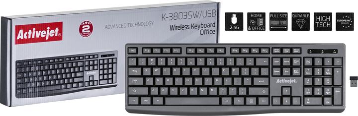 Actual product image Activejet Wireless Keyboard K-3803SW, battery powered, AAA (Eng. Int., Wireless)