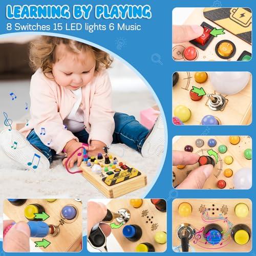 Produktbild Activity Board Busy Board Holzspielzeug mit 8 Schaltern 15 LED-Lichtern 6 Musik Sinnliches