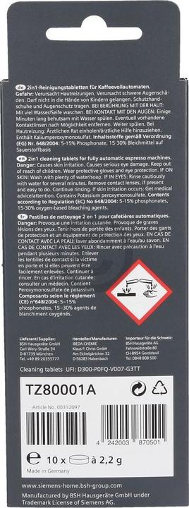 Image du produit Siemens Reinigungstabletten TZ80001A