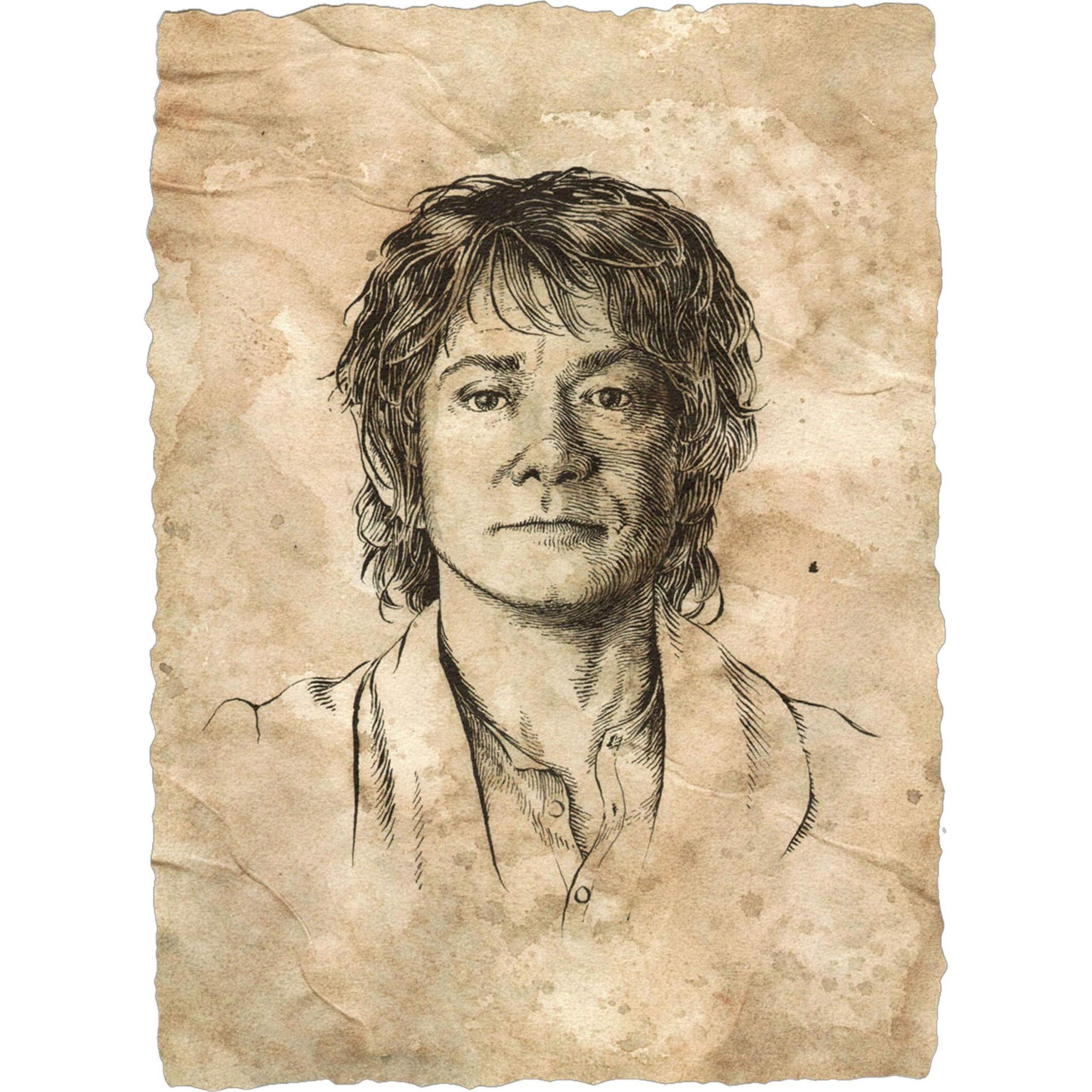 Weta Workshop, Wanddeko, The Lord of the Rings - Portrait of Bilbo Baggins Statue Art Print (21 x 28 cm)