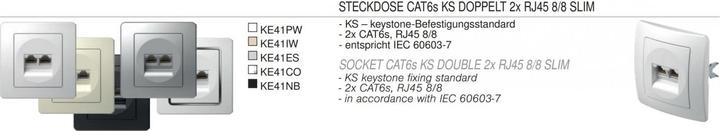 Produktbild TEM Serie Ekonomik SOCKET CAT6s KS DOUBLE2x RJ45 NB