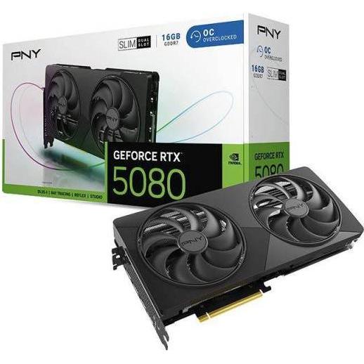 PNY GeForce RTX 5080 Slim OC 16GB GDDR7 DLSS4 1*HDMI/3*DisplayPort PCi Ex 5.0 16x (16 GB), Scheda grafica