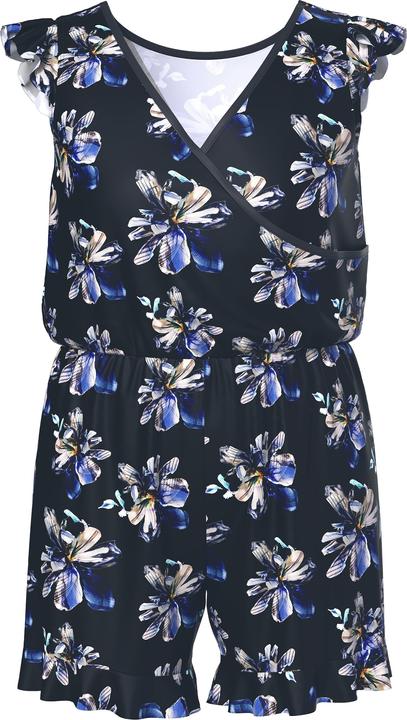 Image du produit Ulla Popken Robe de bain avec short, motif à fleurs, bonnets souples et matières recyclées (48)