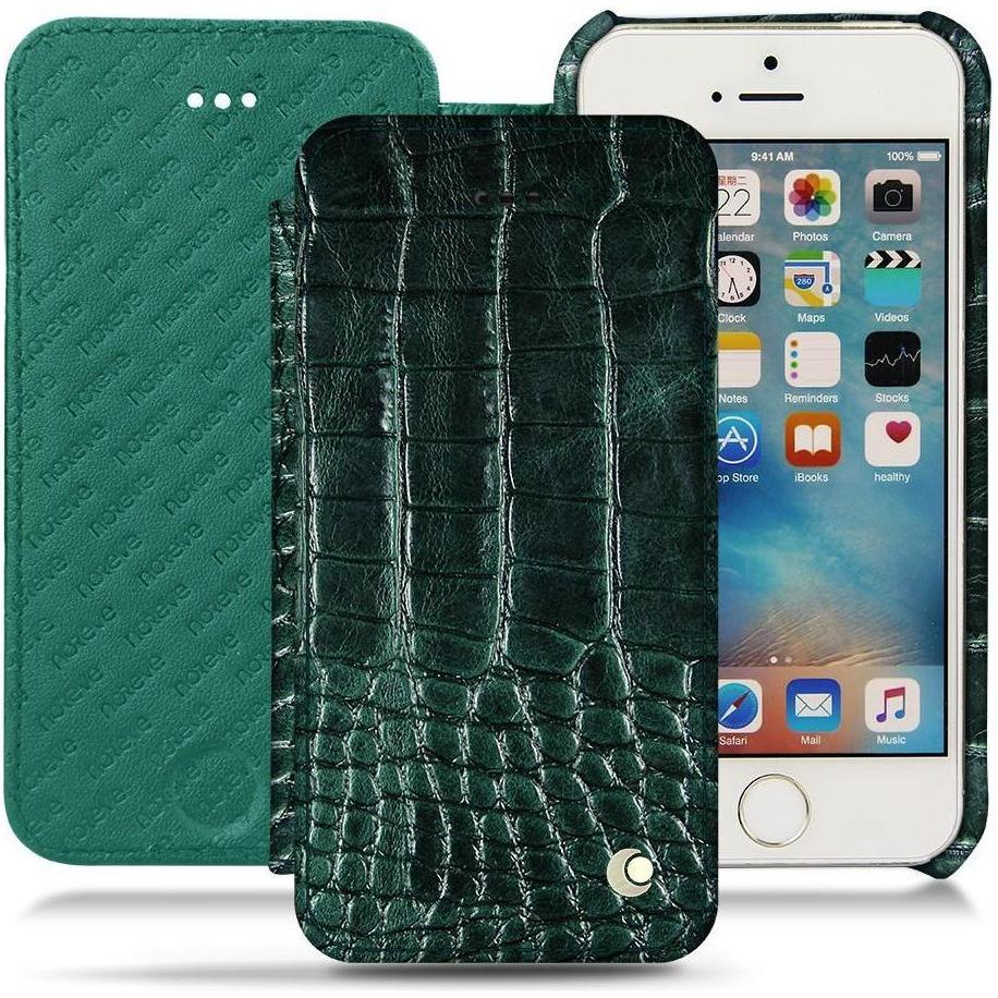 Noreve Lederschutzhülle horizontal (Apple iPhone SE), Smartphone Hülle, Grün
