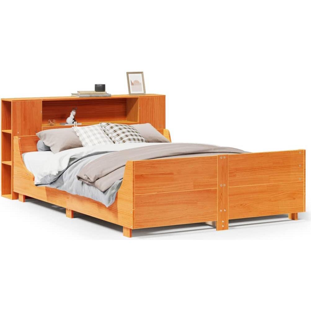 VidaXL, Bett, Massivholzbett Holzbett Bett Doppelbett Bettgestell Wachsbraun 160x200cm (160 x 200 cm)