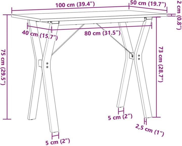 Image du produit vidaXL Esstisch (100 x 50 x 75 cm)
