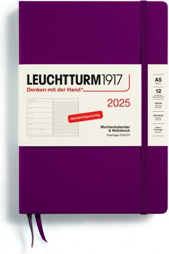 Leuchtturm1917 LEUCHTTUR Wochenkalender Medium 2025 44370486 1W/1S port red A5 (A5, 1 Woche / 1 Seite)