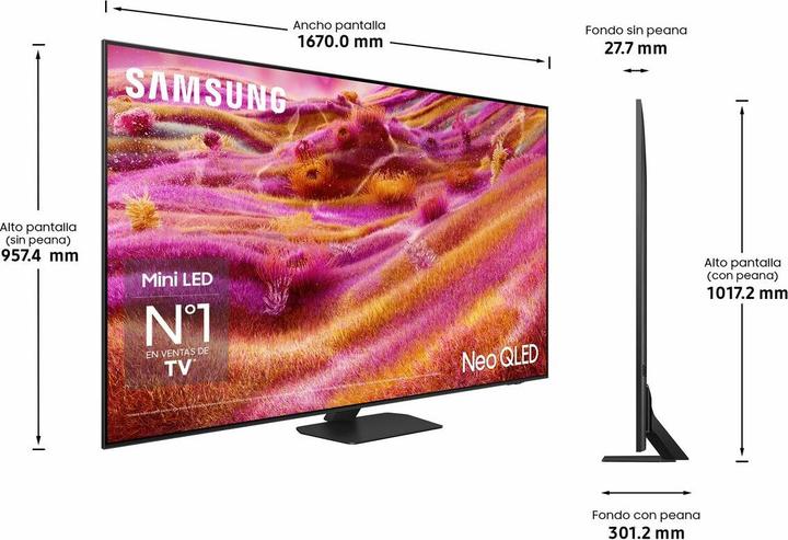 Image du produit Samsung TV AI Neo QLED 75" QN90F 2025, 4K, Mini LED sans reflet (75", 4K, 2025)