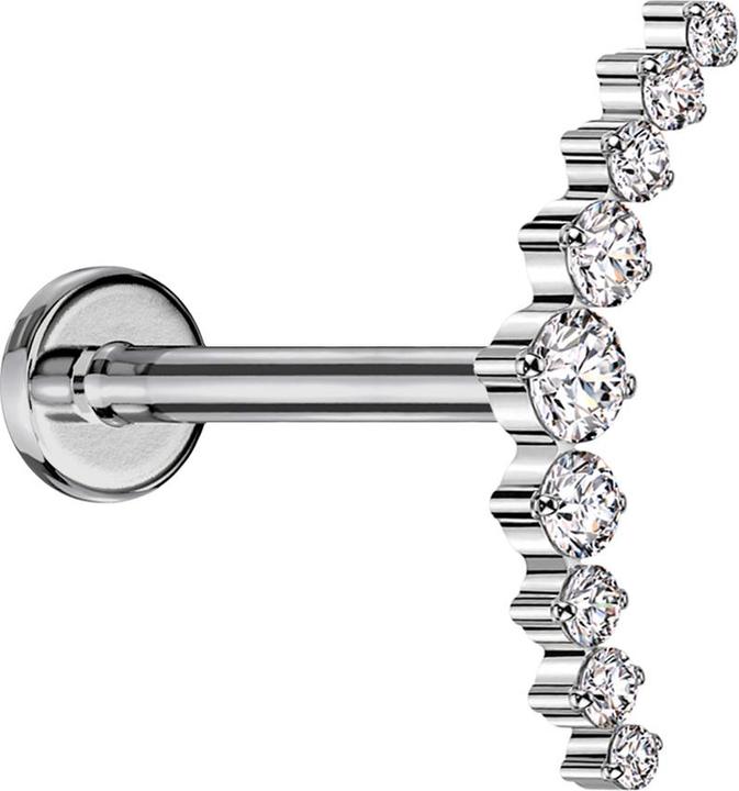 Immagine prodotto Star Piercing Micro labret filo interno argento curvo argento nove cristalli rotondi argento (senza ottone, Titanio)