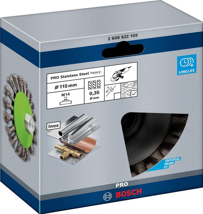Produktbild Bosch Professional Zubehör PRO Stainless Steel heavy Kegelbürste, 115 x 0,35 mm, Gewinde