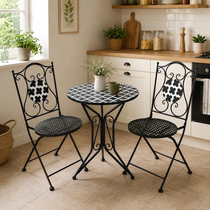 Produktbild HTI-Living Gartentisch Metall Black and White (55 x 68 cm)