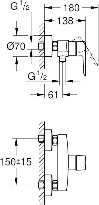 Actual product image Grohe Start QuickFix shower mixer, exposed, chrome