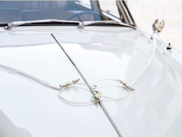 Produktbild Partydeco Rattan car decoration kit, white (1 pkt / 1 pc.) (1 Stück)